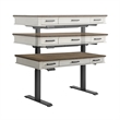 Pemberly Row Knotty Oak Lift Desk in Rustic Gray and French Oak