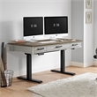 Pemberly Row Knotty Oak Lift Desk in Rustic Gray and French Oak