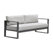 Pemberly Row Aluminum Outdoor Sofa and Coffee Table Set in Mocha