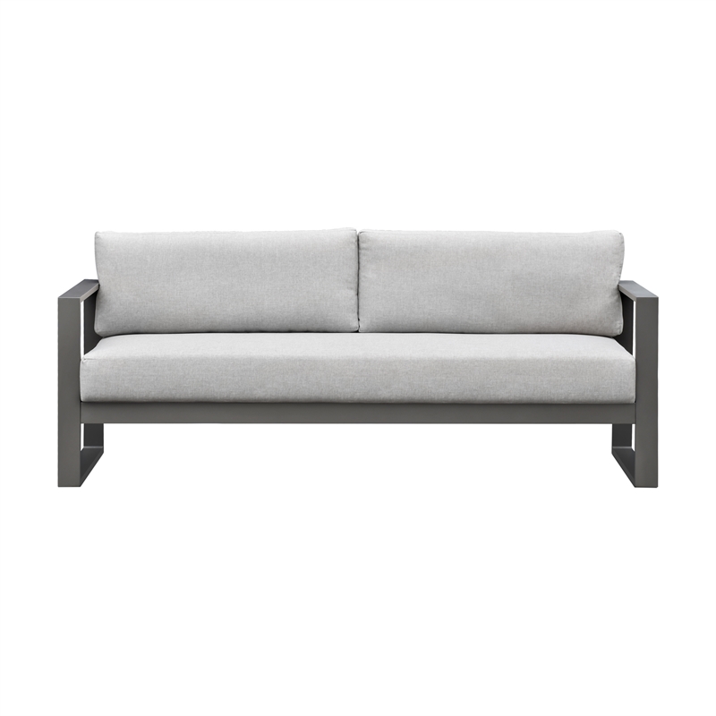 Pemberly Row Aluminum Outdoor Sofa and Coffee Table Set in Mocha