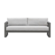 Pemberly Row Aluminum Outdoor Sofa and Coffee Table Set in Mocha