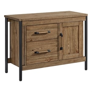 Pemberly Row 42&quot Industrial Wood and Metal Credenza in Hickory