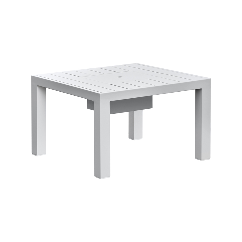 Pemberly Row Aluminum Outdoor 7-Piece Sectional Set with Table in Buff