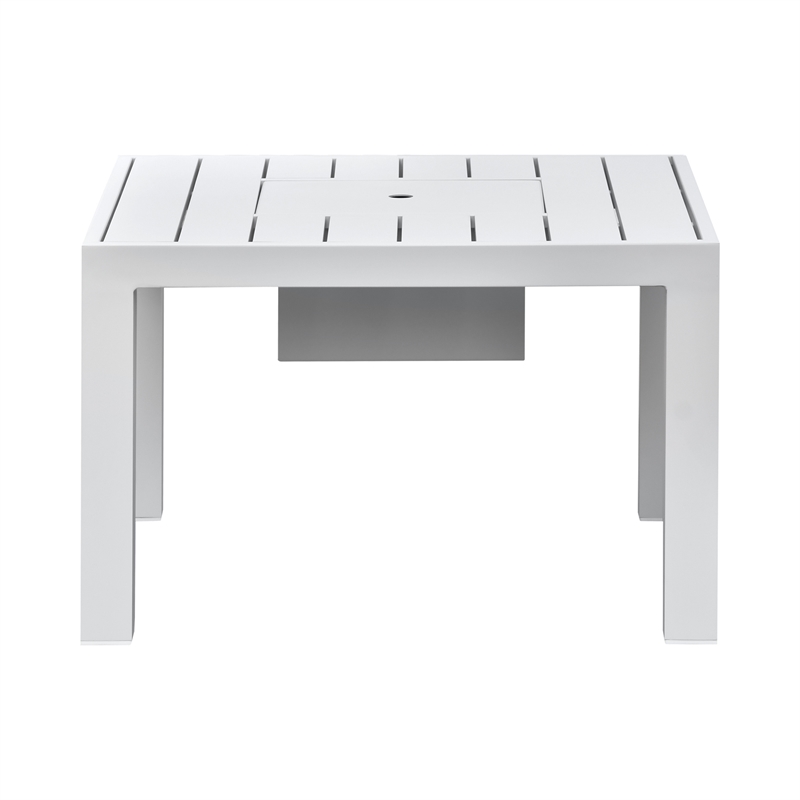 Pemberly Row Aluminum Outdoor 7-Piece Sectional Set with Table in Buff