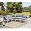 Pemberly Row Aluminum Outdoor 5-Piece Sectional Sofa Set in Buff