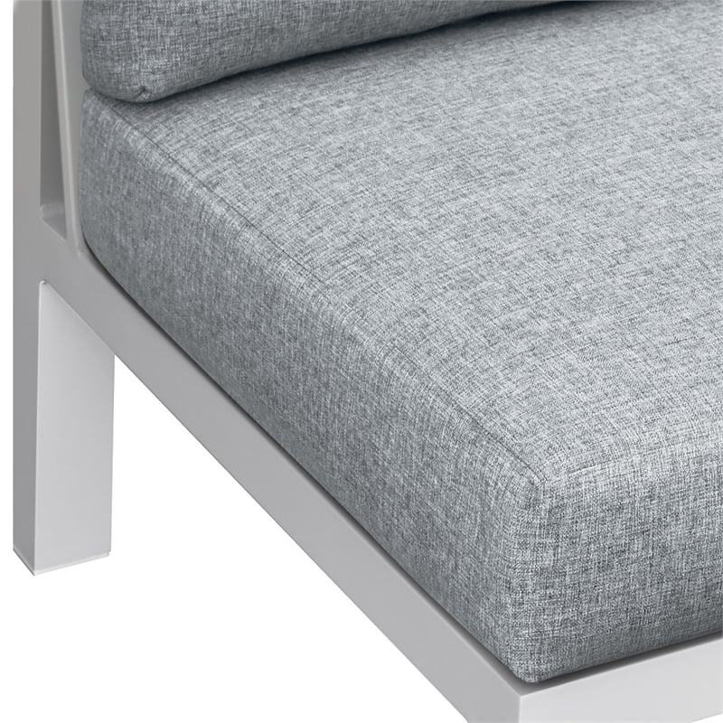 Pemberly Row Aluminum Outdoor 4-Piece Sectional Sofa Set in Buff