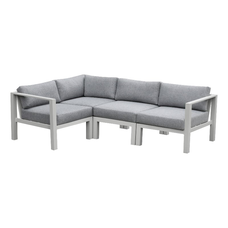 Pemberly Row Aluminum Outdoor 4-Piece Sectional Sofa Set in Buff