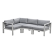 Pemberly Row Aluminum Outdoor 4-Piece Sectional Sofa Set in Buff
