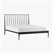 Pemberly Row Transitional Powder-Coated Queen Metal Bed in Matte Black