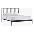 Pemberly Row Transitional Powder-Coated Queen Metal Bed in Matte Black
