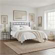Pemberly Row Traditional Powder-Coated Queen Metal Bed in Matte Black