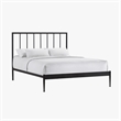 Pemberly Row Modern Powder-Coated Queen Metal Bed in Matte Black