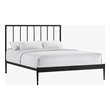 Pemberly Row Modern Powder-Coated Queen Metal Bed in Matte Black