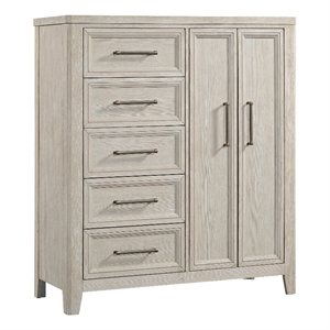 Pemberly Row Solid Spruce Wood Gentleman's Chest in Washed Linen