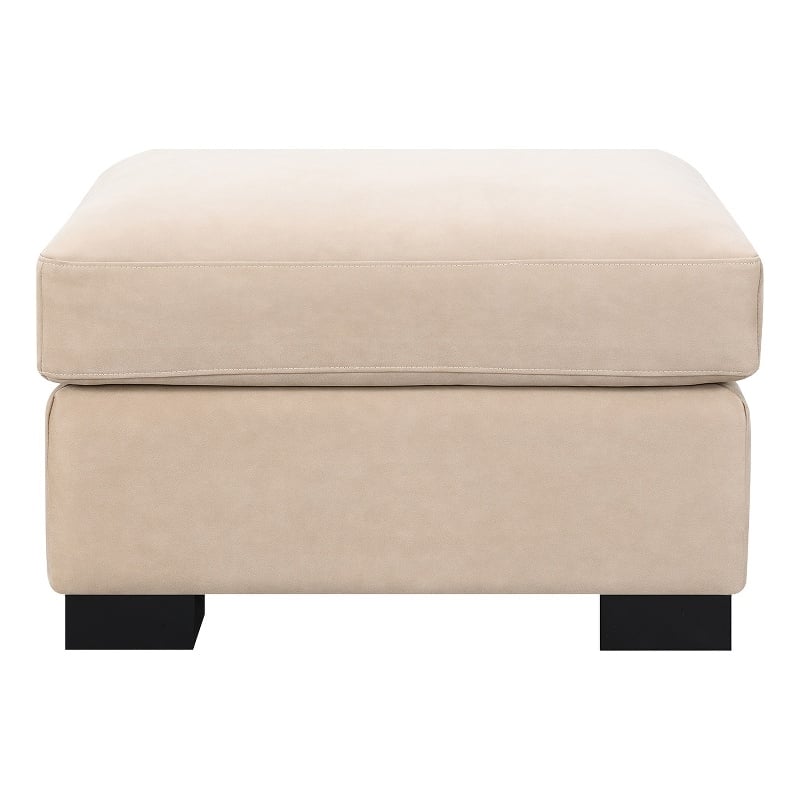 Pemberly Row Upholstered Faux Nubuck Track Arm Ottoman in Taupe
