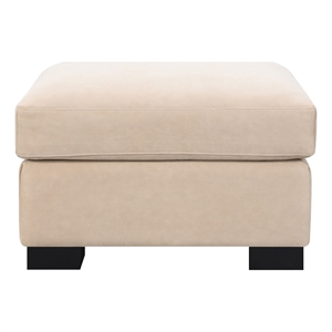 Pemberly Row Upholstered Faux Nubuck Track Arm Ottoman in Taupe