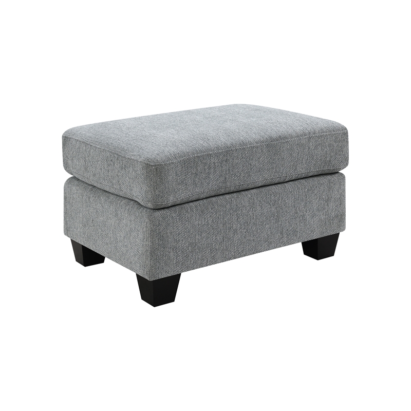 Pemberly Row Upholstered Chenille Track Arm Ottoman in Dalton Graphite