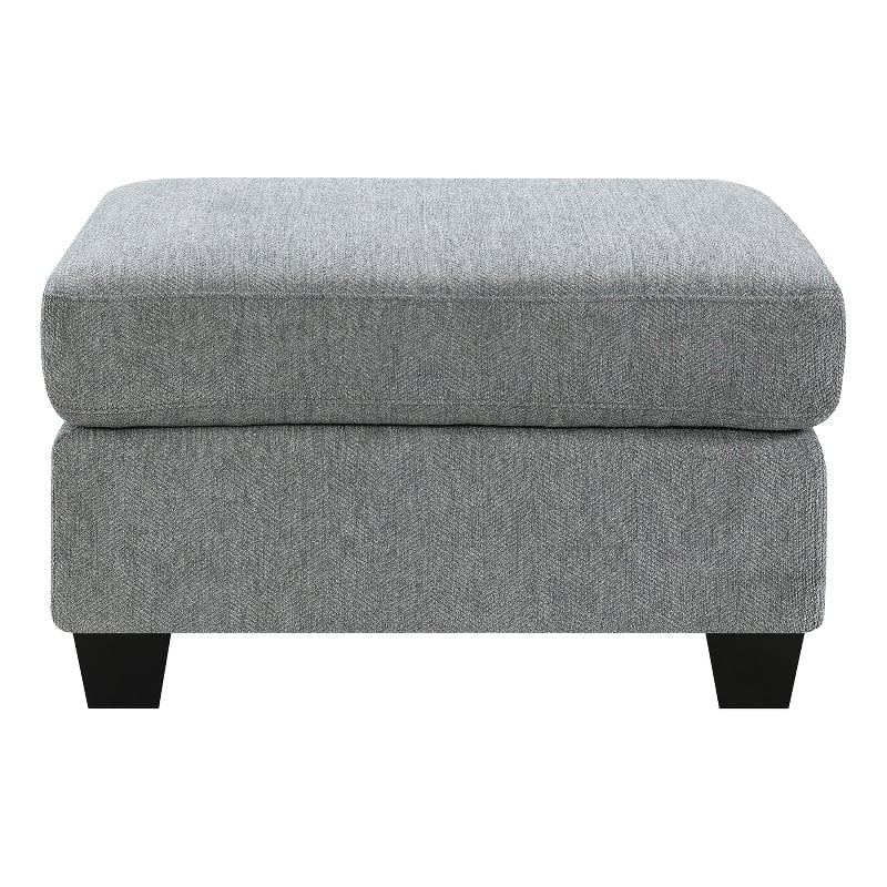 Pemberly Row Upholstered Chenille Track Arm Ottoman in Dalton Graphite