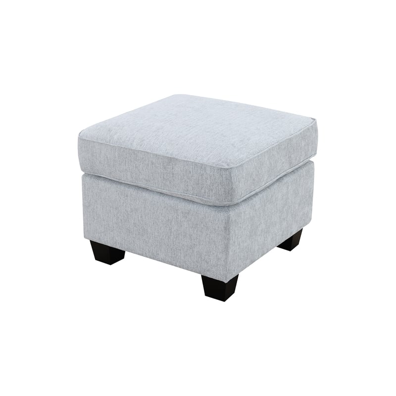 Pemberly Row Upholstered Chenille Flared Arm Ottoman in Soft Gray