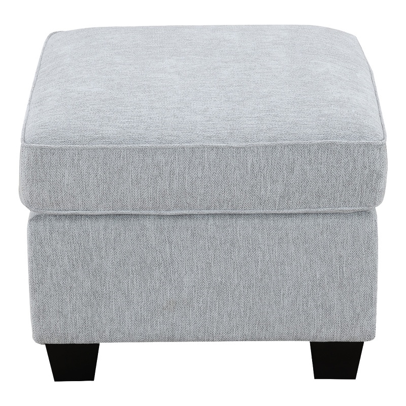 Pemberly Row Upholstered Chenille Flared Arm Ottoman in Soft Gray