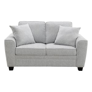 Pemberly Row Chenille Flared Arm Loveseat with 2 Pillows in Soft Gray