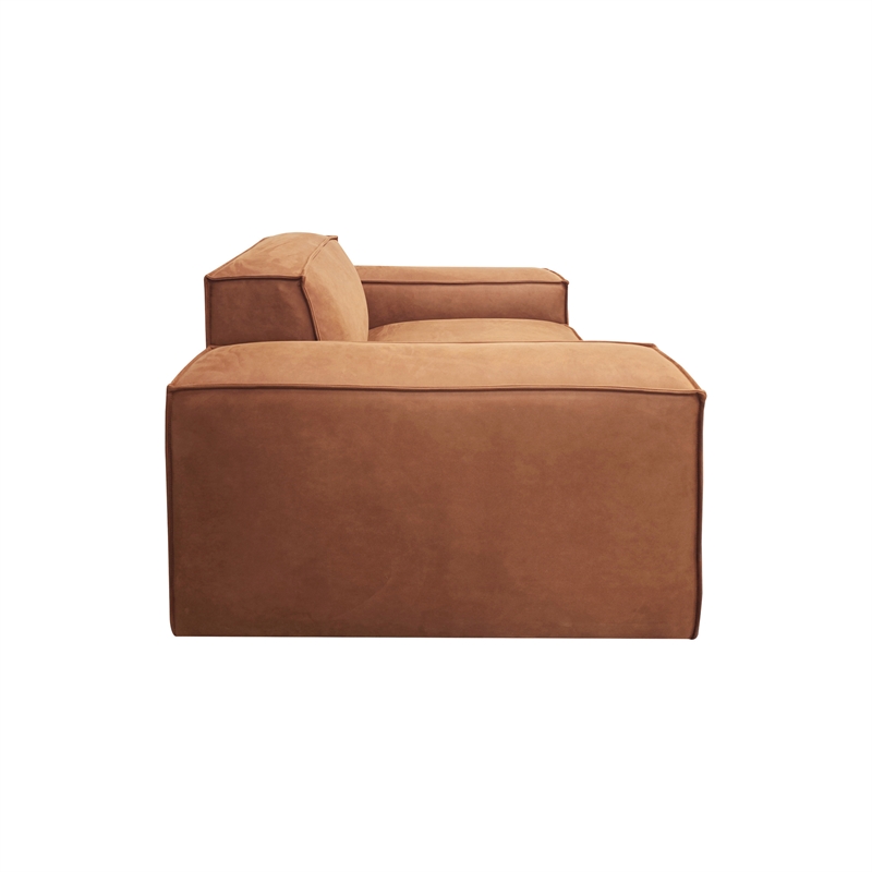 Pemberly Row Faux Nubuck Double Chair in Aumerry New Buck Rust