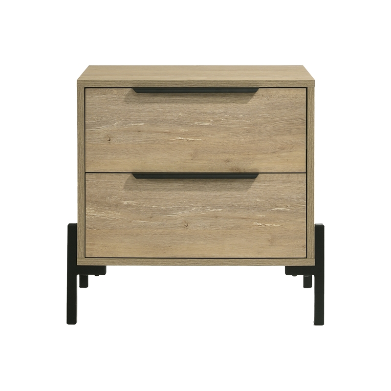 Pemberly Row Premium Melamine 2-Drawer Nightstand in Vintage Oak