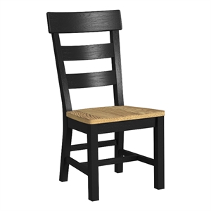 Pemberly Row Solid Oak Ladder Back Dining Chair in Wheat and Raven