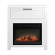 Pemberly Row Solid Poplar Fireside Console with Heater in White