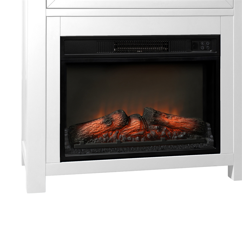 Pemberly Row Solid Poplar Fireside Console with Heater in White