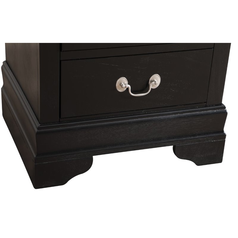 Pemberly Row Modern 2-Drawer Nightstand in Black Veneer Finish