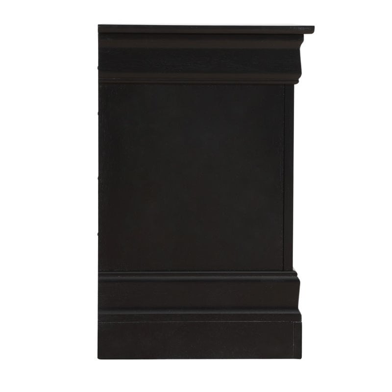 Pemberly Row Modern 2-Drawer Nightstand with Silver Hardware in Black