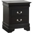 Pemberly Row Modern 2-Drawer Nightstand with Silver Hardware in Black