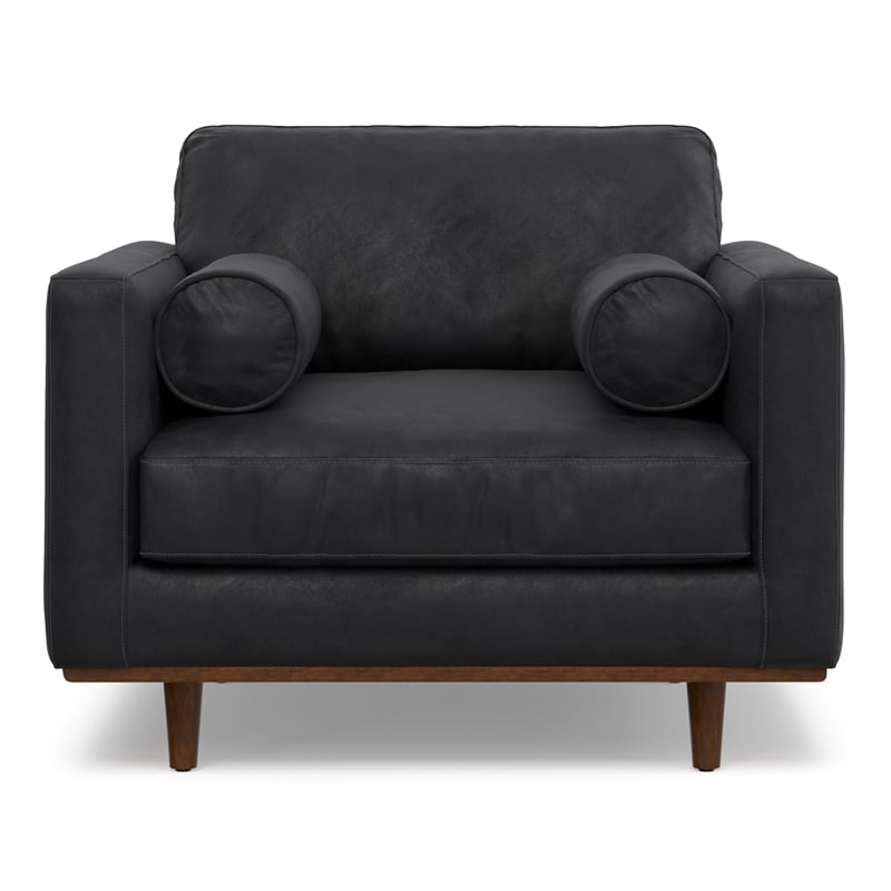 Pemberly Row 42 Inch Wide Mid-Century Modern Arm Chair in Lead Black
