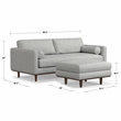 Pemberly Row 89 Inch Sofa with Ottoman in Mist Grey Woven Fabric