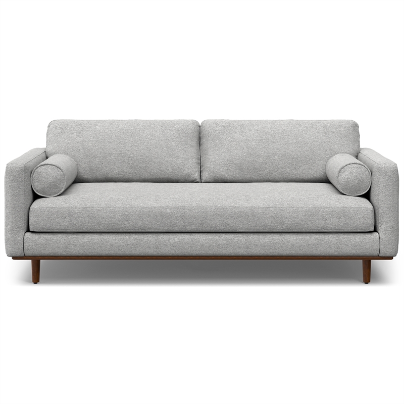 Pemberly Row 89 Inch Sofa with Ottoman in Mist Grey Woven Fabric