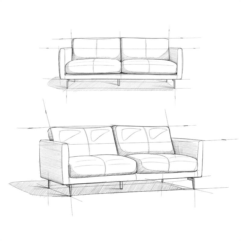 Pemberly Row 81 in Wide Light Smoke Gray Leather Sofa