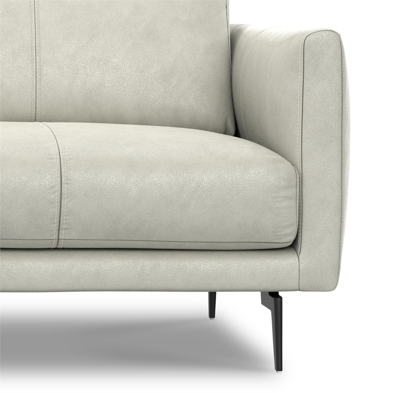 Pemberly Row 81 in Wide Light Smoke Gray Leather Sofa