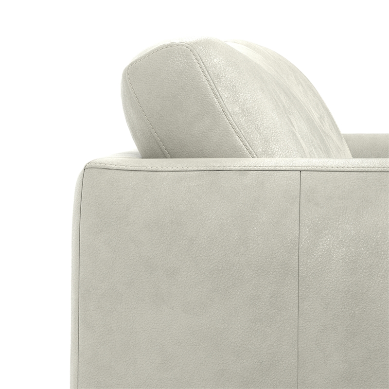 Pemberly Row 81 in Wide Light Smoke Gray Leather Sofa