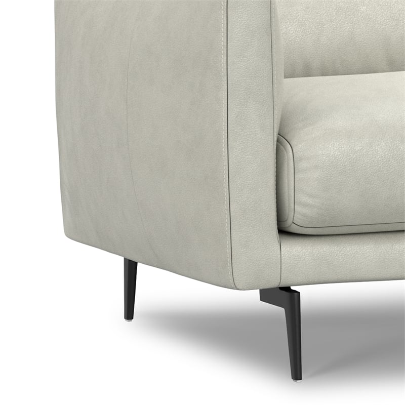 Pemberly Row 81 in Wide Light Smoke Gray Leather Sofa