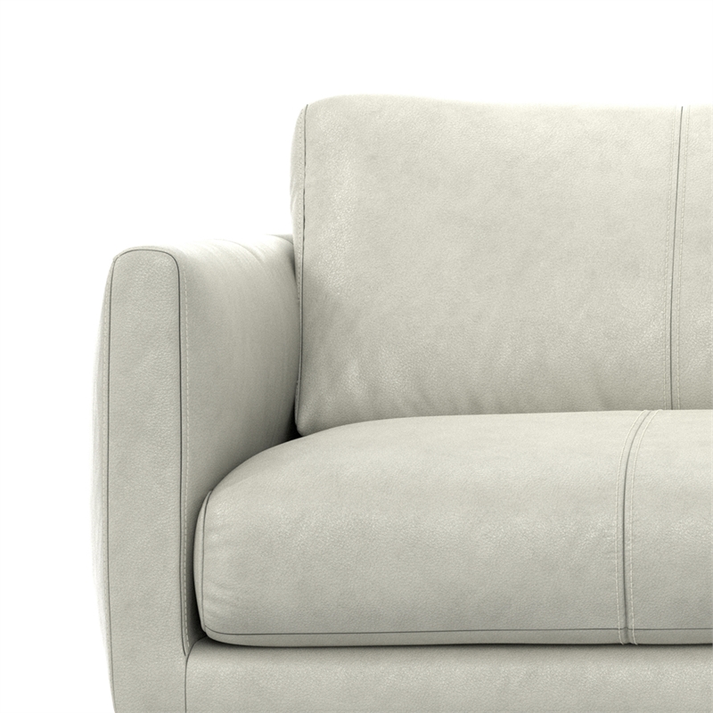 Pemberly Row 81 in Wide Light Smoke Gray Leather Sofa