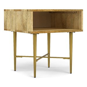 Pemberly Row Solid Mango Wood End Table with Storage in Natural