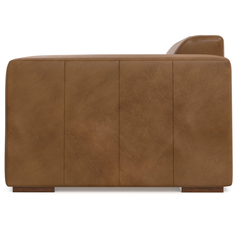 Pemberly Row Right-Arm Sofa Module in Genuine Caramel Brown Leather