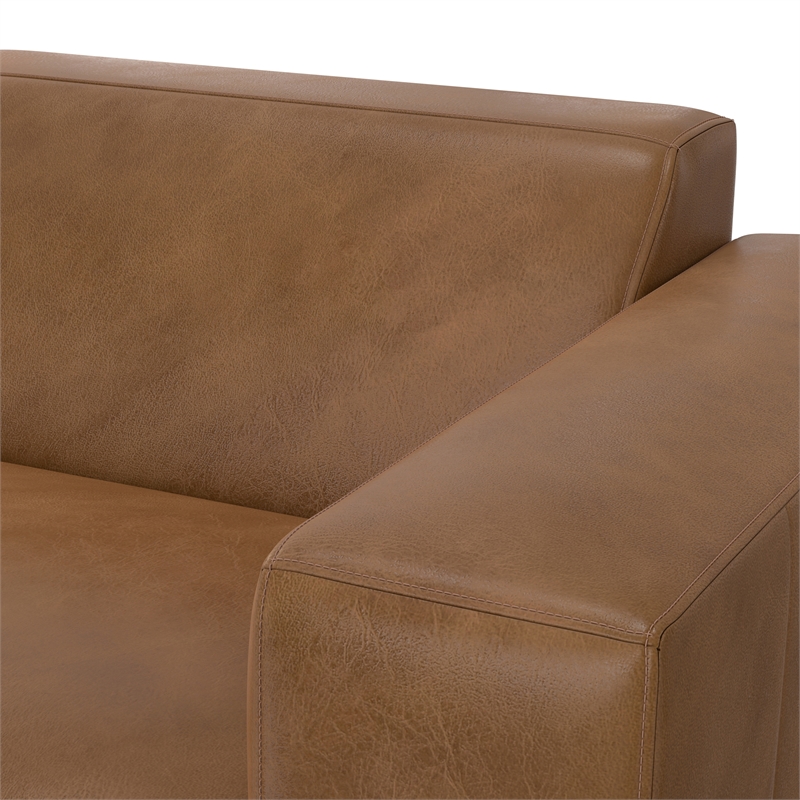 Pemberly Row Right-Arm Sofa Module in Genuine Caramel Brown Leather