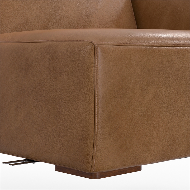 Pemberly Row Right-Arm Sofa Module in Genuine Caramel Brown Leather