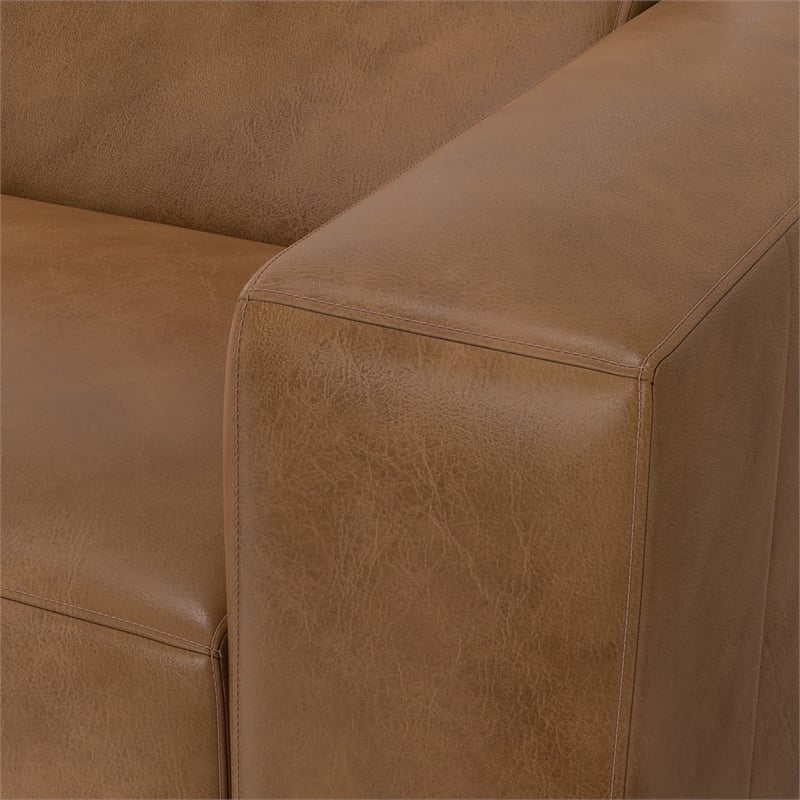 Pemberly Row Right-Arm Sofa Module in Genuine Caramel Brown Leather