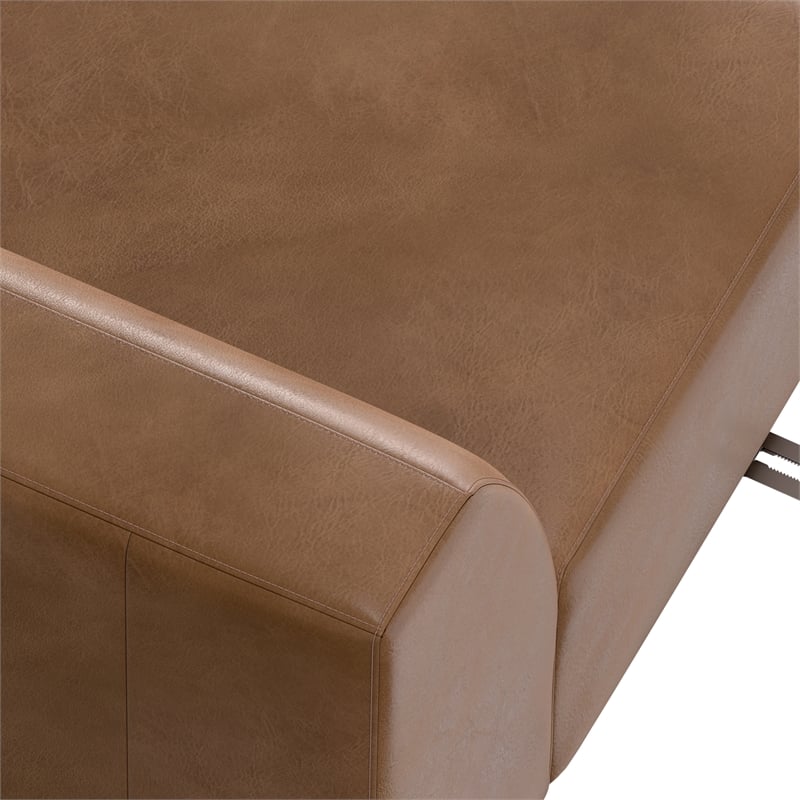 Pemberly Row Right-Arm Sofa Module in Genuine Caramel Brown Leather