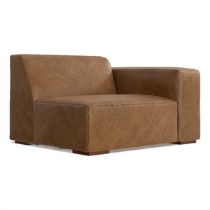 Pemberly Row Right-Arm Sofa Module in Genuine Caramel Brown Leather
