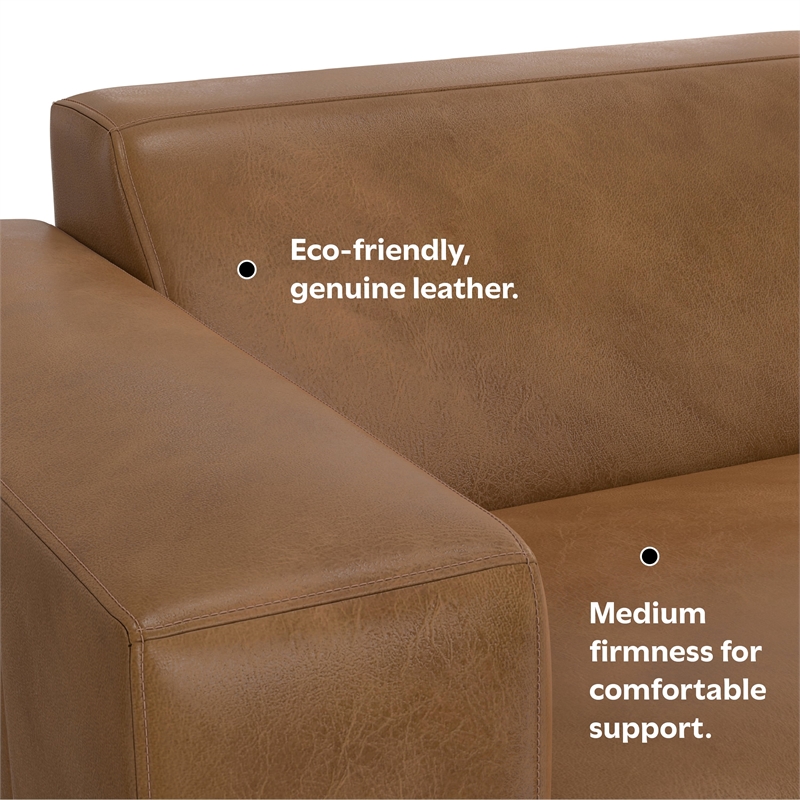 Pemberly Row Left Arm Sofa Module in Genuine Caramel Brown Leather