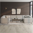 Pemberly Row U-Shaped Modular Sectional Sofa in Pale Grey Fabric